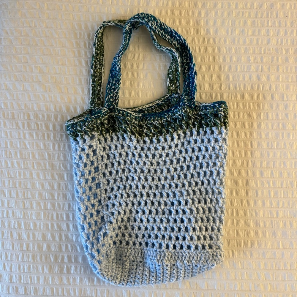Blue and Green Crochet Bag